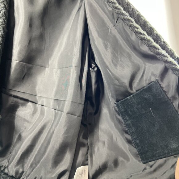 Coldwater Creek Womens Suede Knit Trim Jacket Size Large Solid Black Long Sleeve - Picture 7 of 11